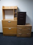 A beech two drawer office filing station,