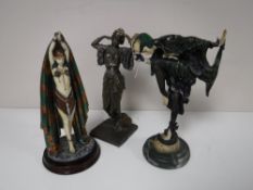 Three contemporary Art Deco figures
