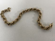 A 9ct gold rope twist bracelet, 7.7g.