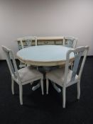 A six piece painted dining room suite comprising of triple door sideboard,