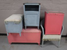 Six pieces of painted loom furniture