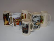 Six advertising jugs, Bovril, Irish whiskey,