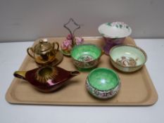 Five pieces of miscellaneous Maling lustre ware,