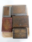 A tray of five carved Eastern trinket boxes
