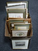 A box of large quantity of pictures and prints - book plates, North Shields,