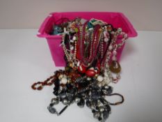 A box containing assorted costume jewellery