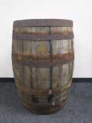 A coopered oak barrel