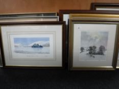 Ten assorted framed prints many limited edition signed by Sam Chadwick, Neil Simpson, J Baddows,