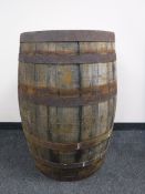 A coopered oak barrel