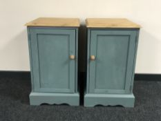 A pair of reclaimed pine painted cupboards