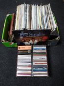 A box containing LP's including 70's, Queen, etc, together with two small boxes of CD's,