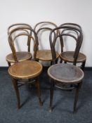 A set of five bentwood chairs