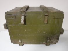 A wooden ammunition crate