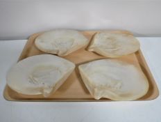 Four mother of pearl shell dishes