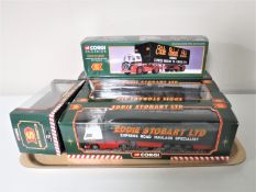 A tray containing seven boxed Eddie Stobart diecast trucks