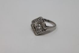 A lady's platinum and diamond Art Deco style ring,