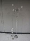 A Next chrome standard lamp with wire ball shade,