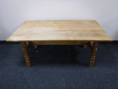 A blonde oak coffee table