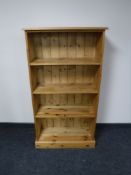A set of pine open bookshelves