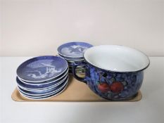 A tray containing a Cetem ware chamber pot pattern 2899 together with twelve Royal Copenhagen