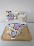 A tray containing seven pieces of Maling lustre china