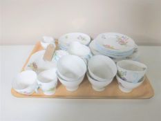 A tray containing thirty pieces of Shelley Wild Flowers tea china