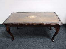 An inlaid mahogany glass topped coffee table and a lamp table (2)