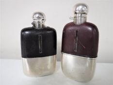 A silver plated hip flask by Hawkesley,