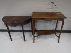 A walnut cutlery table on Queen Anne legs,