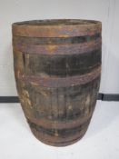 A coopered oak barrel