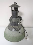 An industrial style ceiling light