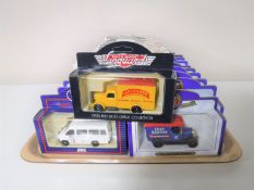 A tray containing thirty boxed diecast vehicles including Oxford Diecast, Vanguards,