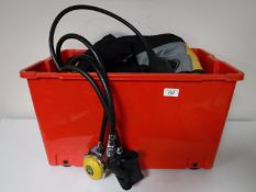 A box containing scuba diving equipment