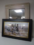 A contemporary Next framed mirror together with a G. M.