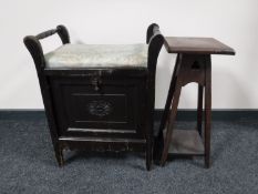 An Edwardian mahogany storage piano stool,