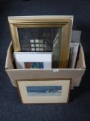 A box containing continental school pictures and prints,