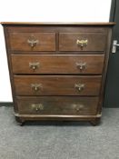 A Victorian mahogany five drawer chest,