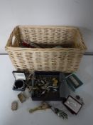 A box of a quantity of costume jewellery, silver,