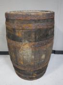 A coopered oak barrel