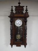 A mahogany Vienna 8 day wall clock