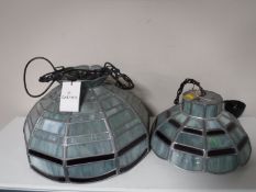 Three stained glass leaded Garanti hanging lights