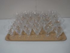 A tray of assorted drinking glasses