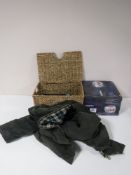 A G Tech cordless carpet sweeper, together with a shooting stick, wax jacket,