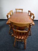 A pine refectory kitchen table and six chairs