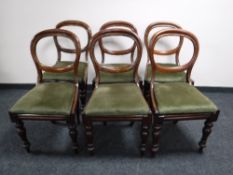 Six Victorian balloon back mahogany dining chairs