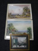 E Nevil : A pair of watercolours depicting landscapes, signed, framed,