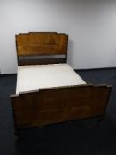 A walnut Art Deco 4'6 bed frame with Rest-assured base