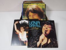 A box containing LP's, including Sinatra, easy listening,