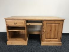 A pine knee hole computer desk