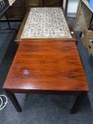 A Danish tiled topped coffee table and lamp table